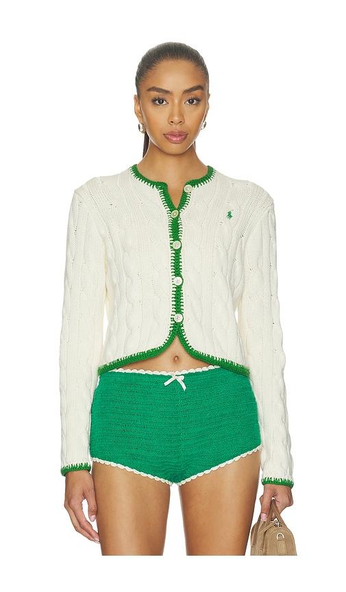 polo ralph lauren cotton long sleeve cardigan in cream. - size l (also in xl)