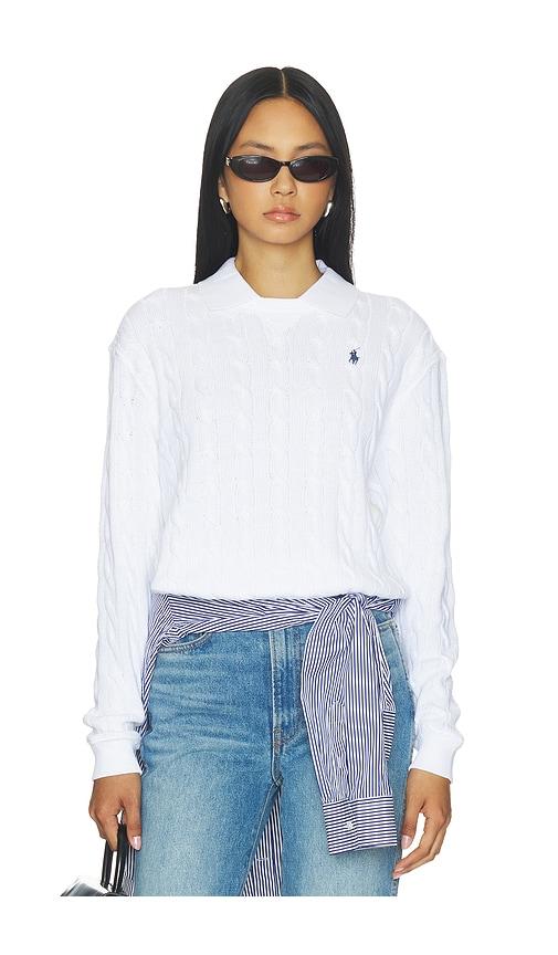 polo ralph lauren cotton long sleeve polo in white. - size l (also in xs, s, m, xl)