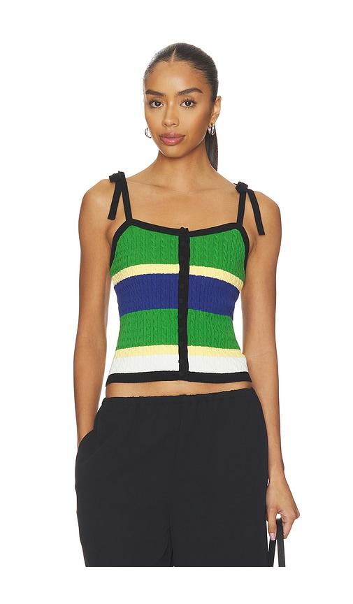 polo ralph lauren cotton tie tank top sweater in green,black. - size l (also in m, xl)