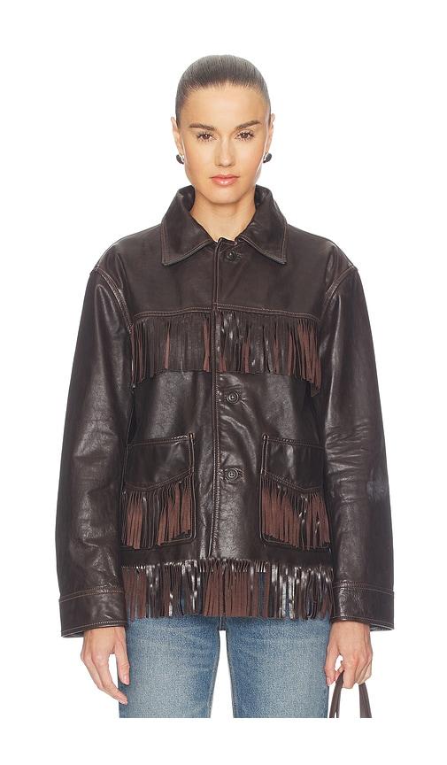 polo ralph lauren cow leather jacket in chocolate. - size l (also in xs, s, m)