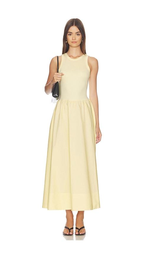polo ralph lauren crew neck sleeveless fit and flare dress in yellow. - size l (also in xxs, s, m, xl)