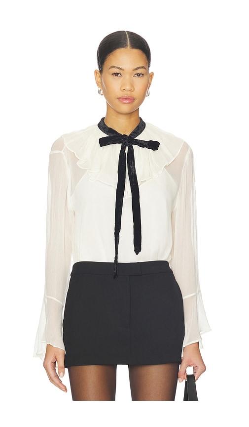 polo ralph lauren crinkle long sleeve top in cream. - size 0 (also in 00, 6, 8)