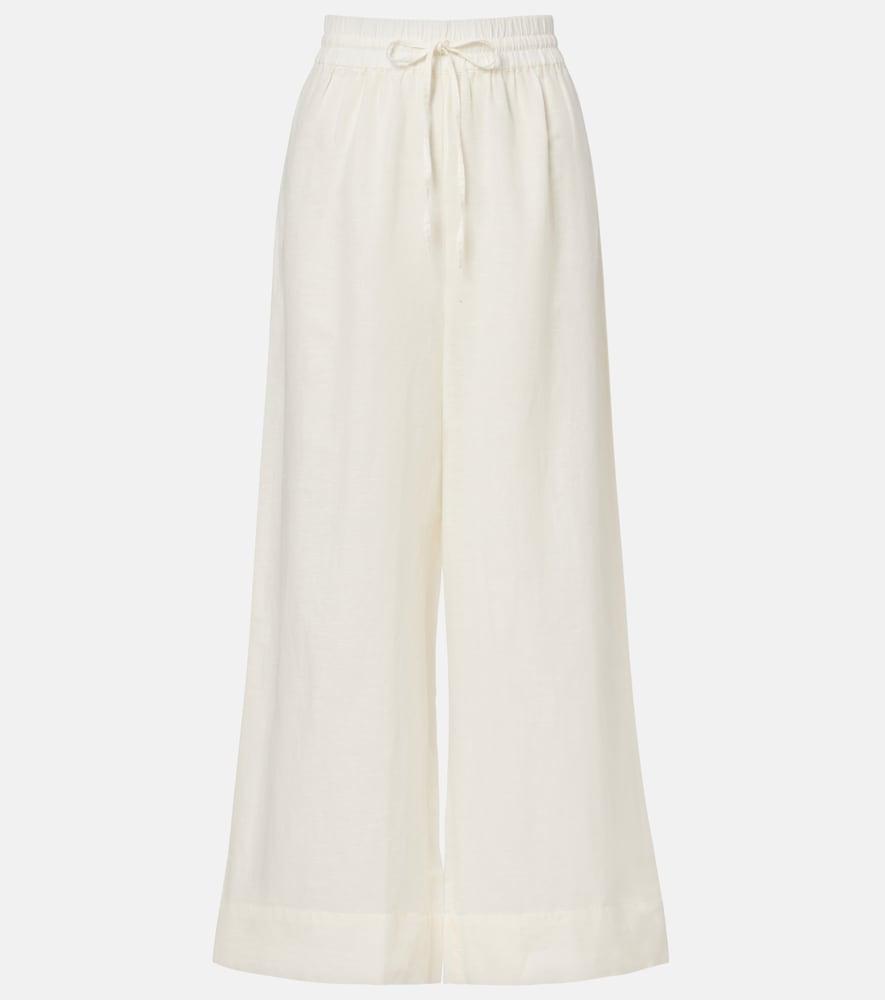 polo ralph lauren cropped linen and cotton wide-leg pants