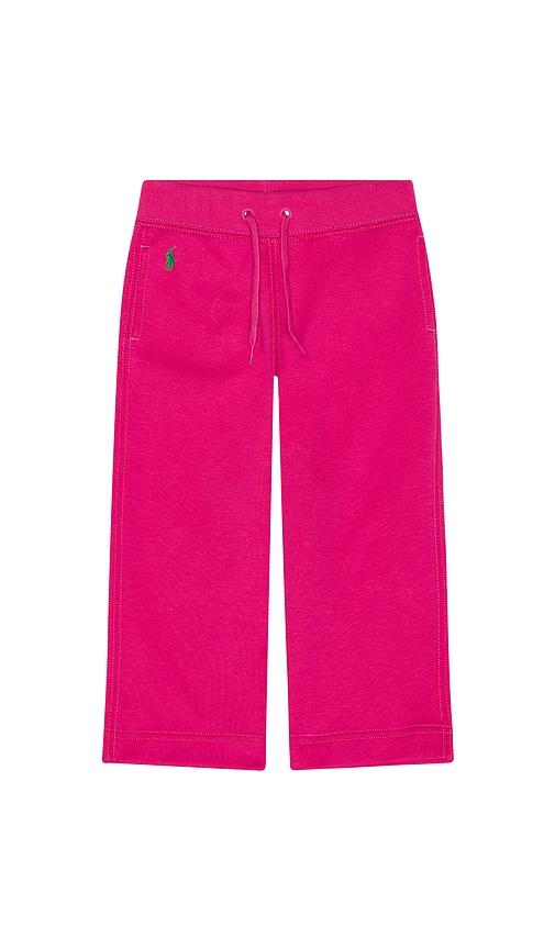 polo ralph lauren double knit tech athletic wide leg pant in pink. - size 2 (also in 3)