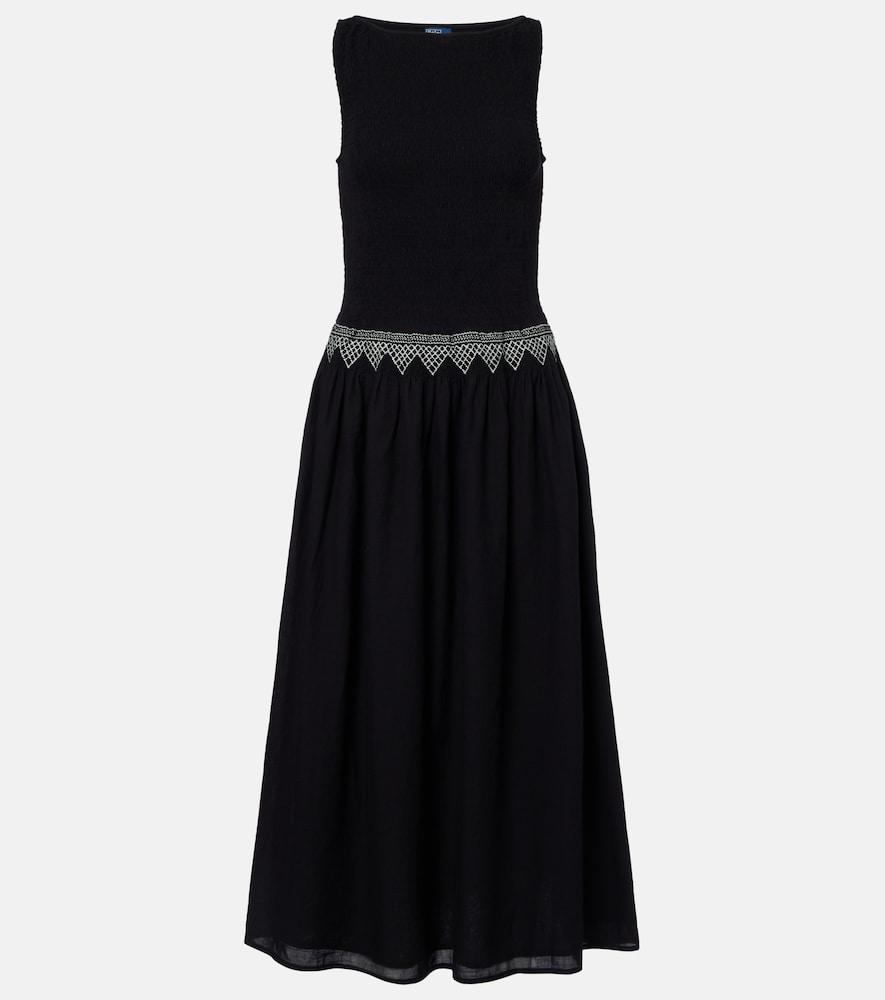 polo ralph lauren embroidered cotton voile midi dress