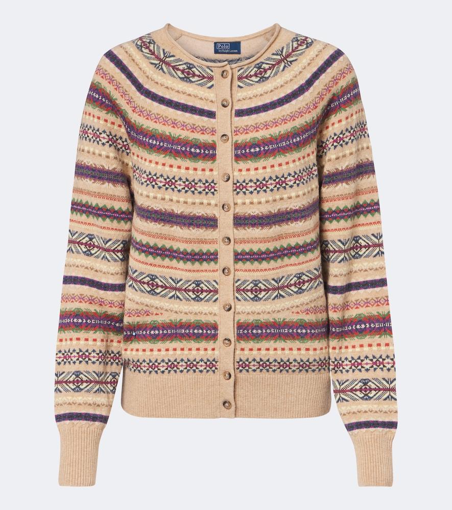 polo ralph lauren fair isle jacquard wool-blend cardigan