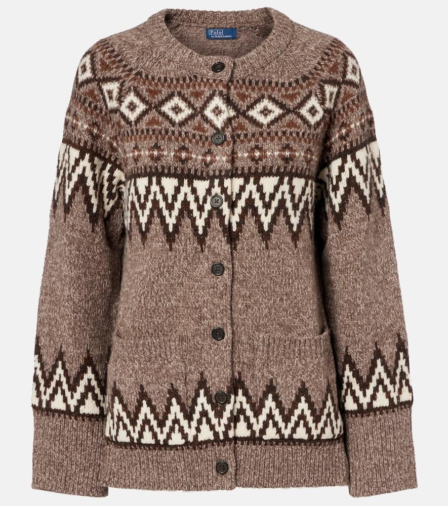 polo ralph lauren fair isle jacquard wool-blend cardigan