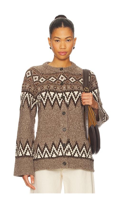 polo ralph lauren fair isle wool blend cardigan in brown. - size l (also in m)