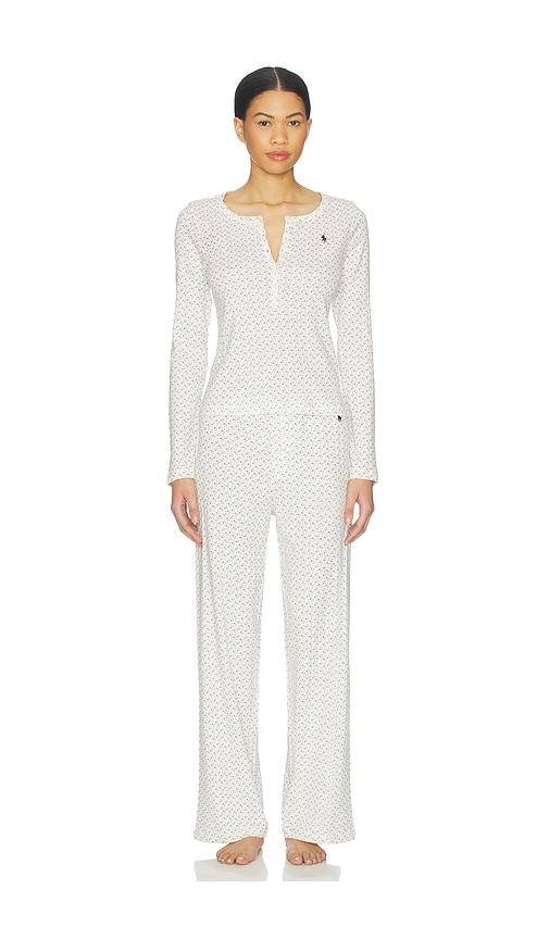 polo ralph lauren intimates henley & wide leg sleep set in white. - size l (also in xxs)