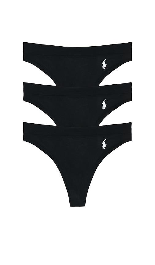 polo ralph lauren intimates thong 3 pack in black. - size l (also in m, s, xl, xs)