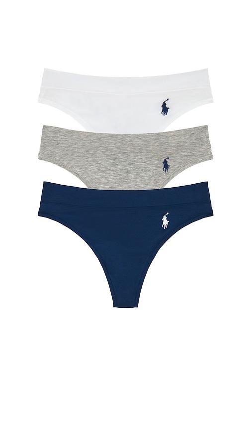 polo ralph lauren intimates thong 3 pack in grey,navy. - size l (also in xs, s)