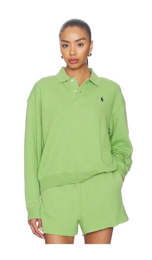 polo ralph lauren island fleece polo sweatshirt in green. - size m (also in s, xl, xs)