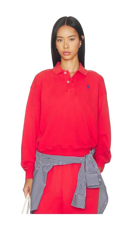 polo ralph lauren island fleece polo sweatshirt in red. - size l (also in m, xl)