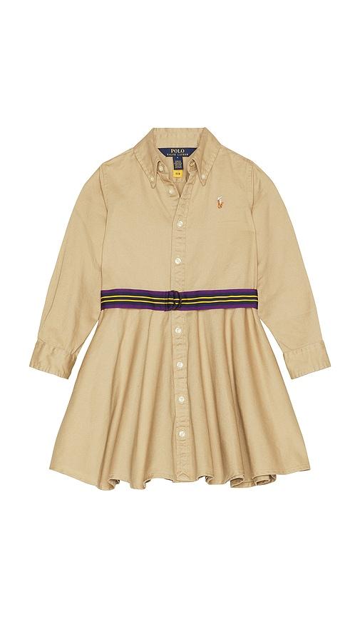 polo ralph lauren kids belted cotton chino shirtdress in tan. - size 2 (also in 3, 4, 5, 6)