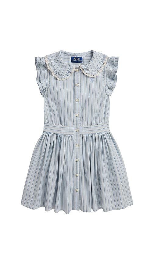 polo ralph lauren kids cap sleeve poplin striped collared shirt dress in multi. - size 3 (also in 6, 4)