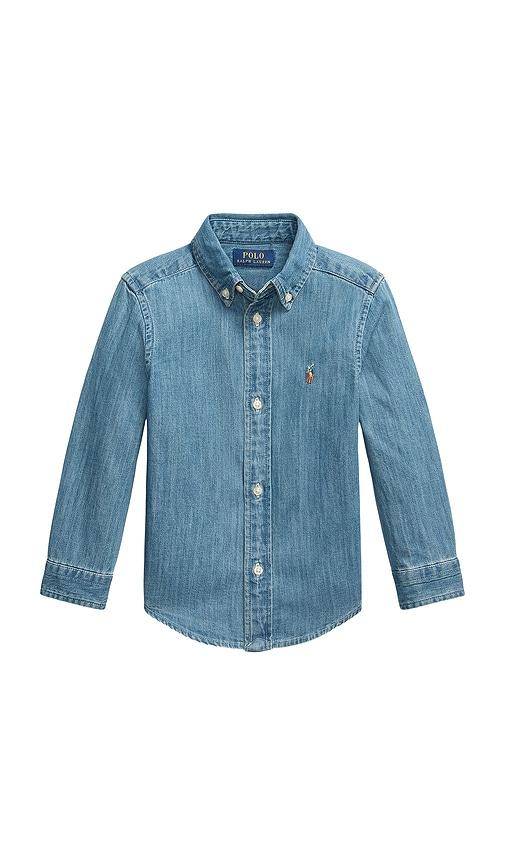 polo ralph lauren kids cotton chambray shirt in blue. - size 3 (also in 4, 6)
