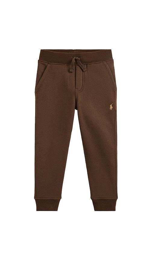 polo ralph lauren kids fleece jogger in brown. - size 3 (also in 6, 4, 5)
