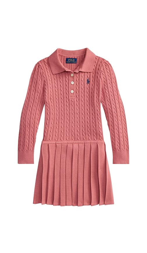 polo ralph lauren kids long-sleeve combed cotton mini cable polo dress in pink. - size 2 (also in 4, 5, 6, 6x)