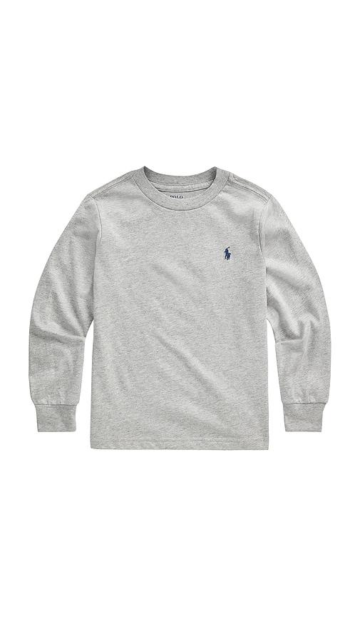 polo ralph lauren kids long sleeve crewneck t-shirt in grey. - size 2 (also in 6, 4, 5, 7)
