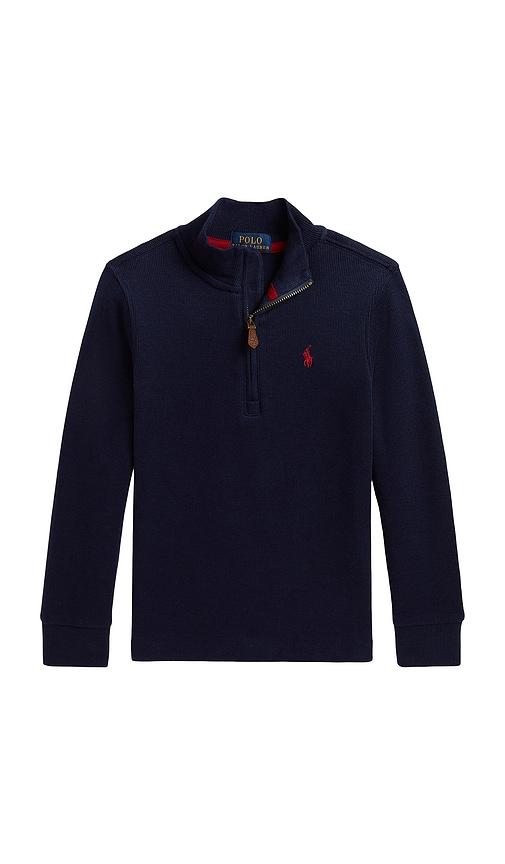 polo ralph lauren kids long sleeve estate rib mock neck half zip pullover in navy. - size 2 (also in 3, 4, 5, 6)