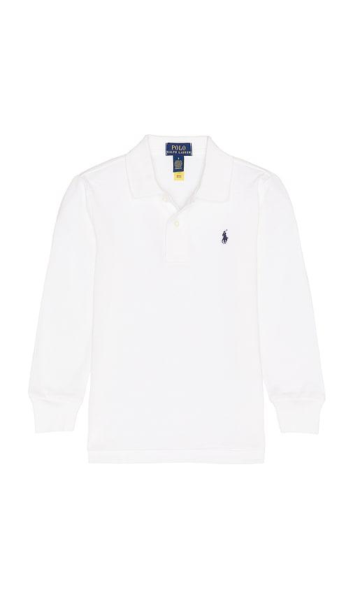 polo ralph lauren kids long sleeve knit basic cotton mesh polo shirt in white. - size 2 (also in 6, 3, 4, 5, 7)