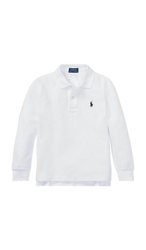 polo ralph lauren kids long sleeve knit basic cotton mesh polo shirt in white. - size 2 (also in 6, 3, 4, 5)