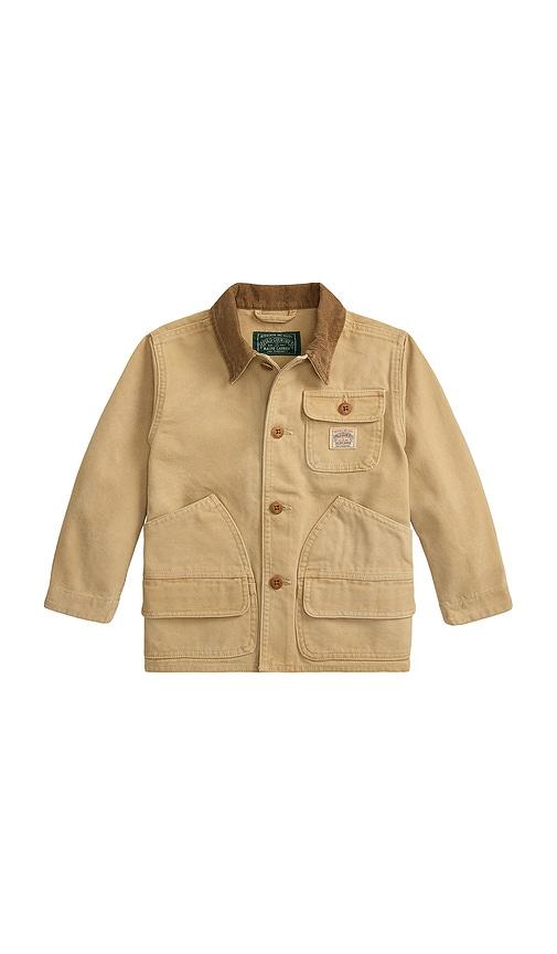 polo ralph lauren kids long sleeve lightweight canvas jacket in tan. - size 2 (also in 5, 6)