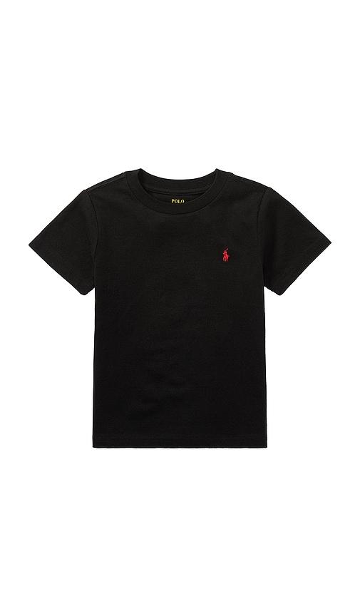 polo ralph lauren kids short sleeve cotton jersey crewneck t-shirt in black. - size 3 (also in 4)