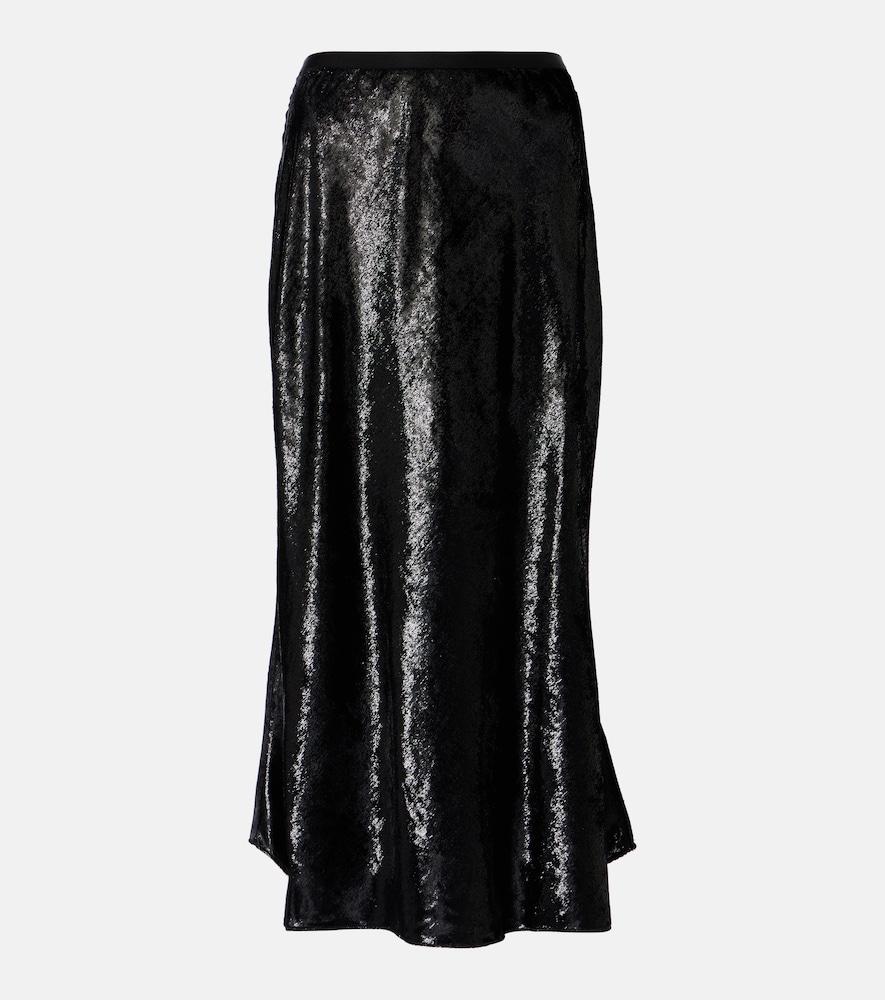 polo ralph lauren lamé satin midi skirt