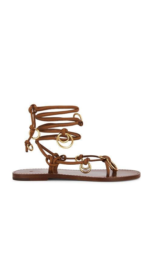 polo ralph lauren leather ring wrap flat sandals in brown. - size 7 (also in 7.5)