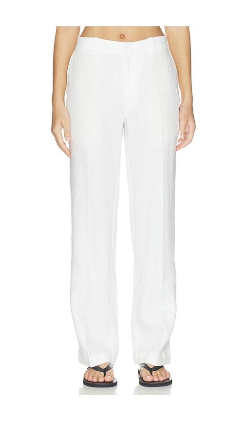 polo ralph lauren linen straight pants in white. - size 10 (also in 2, 8)