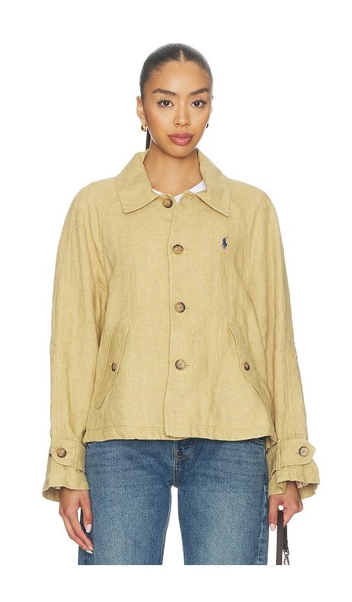 polo ralph lauren linen windbreaker jacket in brown. - size l (also in xs, s, m)