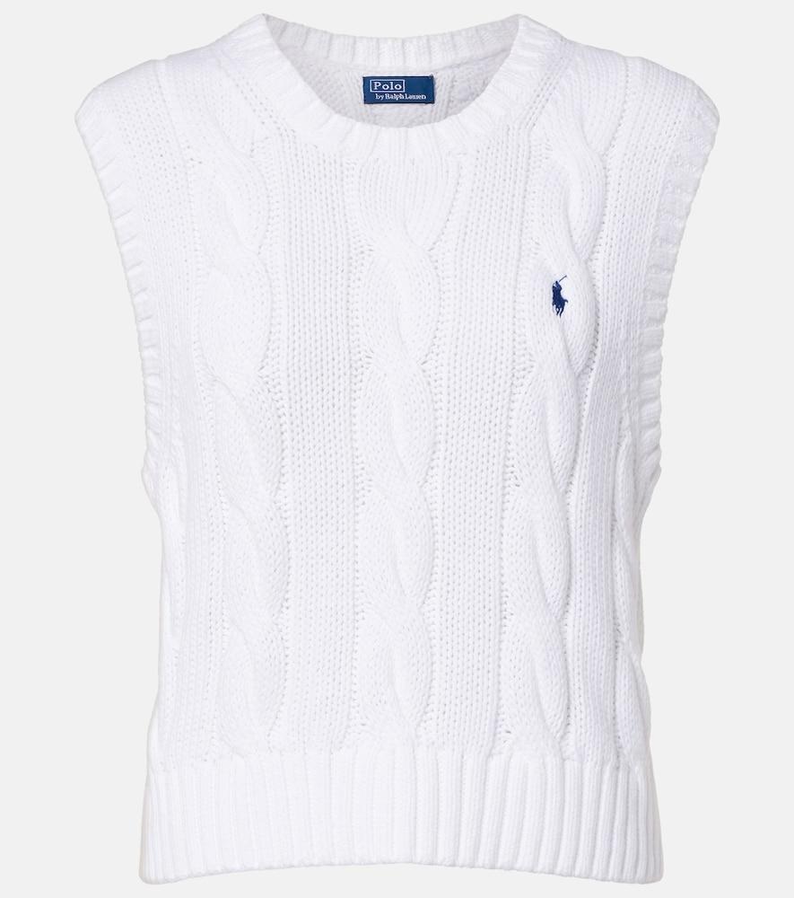 polo ralph lauren logo cable-knit cotton sweater vest