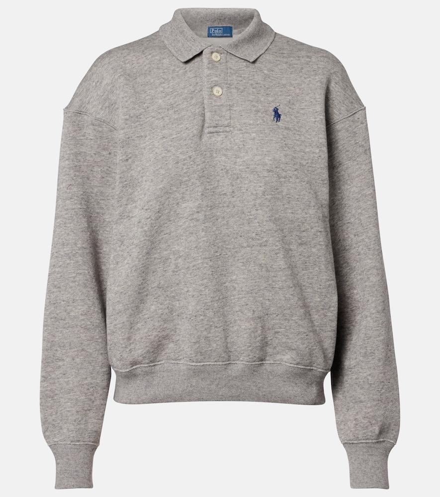 polo ralph lauren logo cotton-blend fleece polo sweatshirt