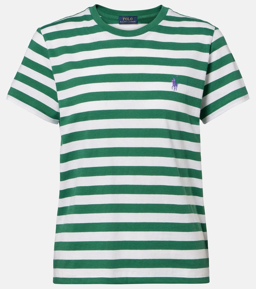 polo ralph lauren logo striped cotton jersey t-shirt