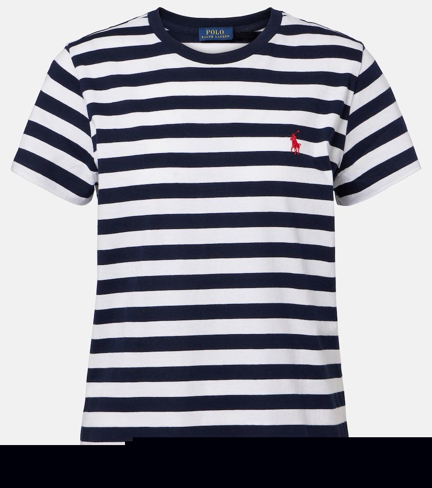 polo ralph lauren logo striped cotton jersey t-shirt
