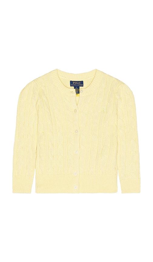 polo ralph lauren long sleeve cotton cable knit cardigan in yellow. - size 2 (also in 3)