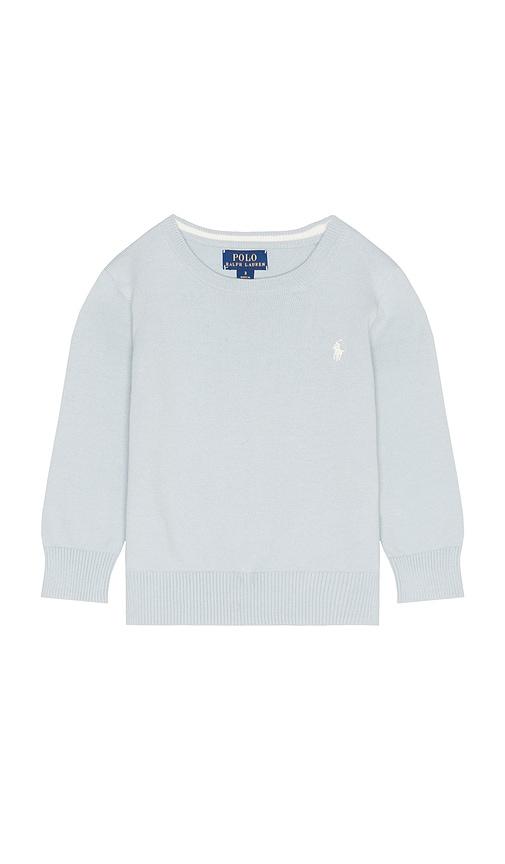 polo ralph lauren long sleeve cotton cable knit crewneck sweater in baby blue. - size 2 (also in 4)