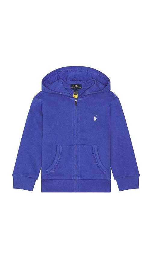polo ralph lauren long sleeve french terry sail graphic full zip hoodie in blue. - size 3 (also in 4)