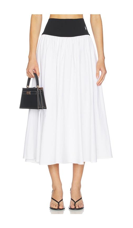 polo ralph lauren midi a-line skirt in white,black. - size m (also in s)