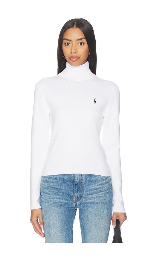 polo ralph lauren pima cotton shrunken long sleeve turtleneck pullover in white. - size l (also in m, s)