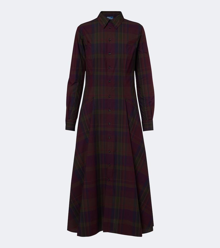 polo ralph lauren plaid cotton-blend shirt dress