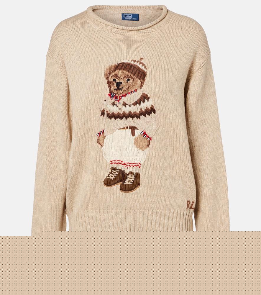 polo ralph lauren polo bear cotton and wool-blend sweater