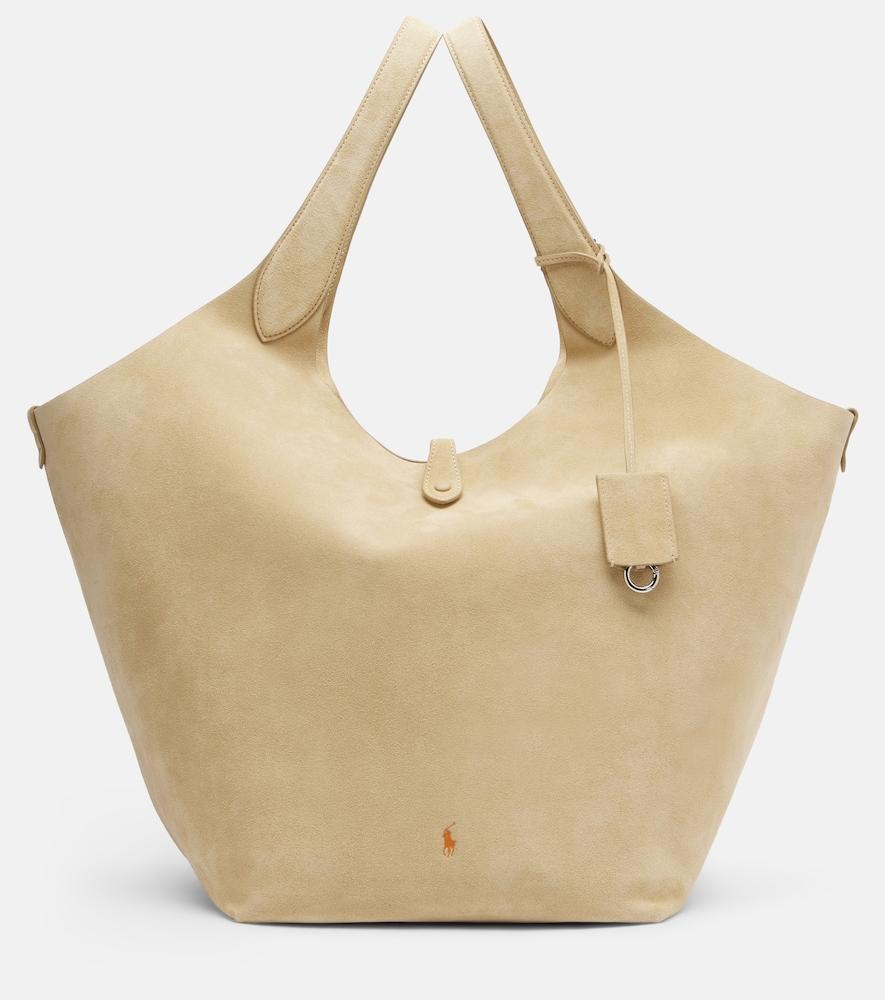 polo ralph lauren polo play large suede tote bag