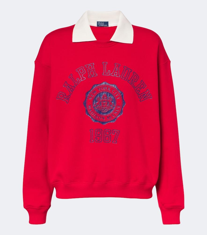 polo ralph lauren printed layered cotton-blend sweatshirt