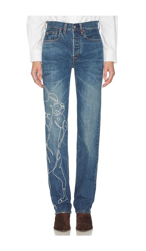 polo ralph lauren rigid denim straight leg in blue. - size 25 (also in 28, 29)