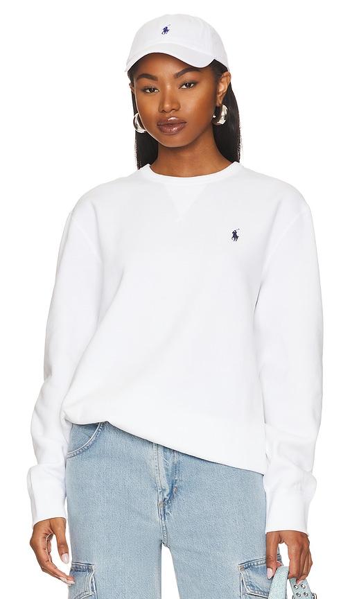 polo ralph lauren rl fleece crewneck sweatshirt in white. - size l (also in xl/1x)