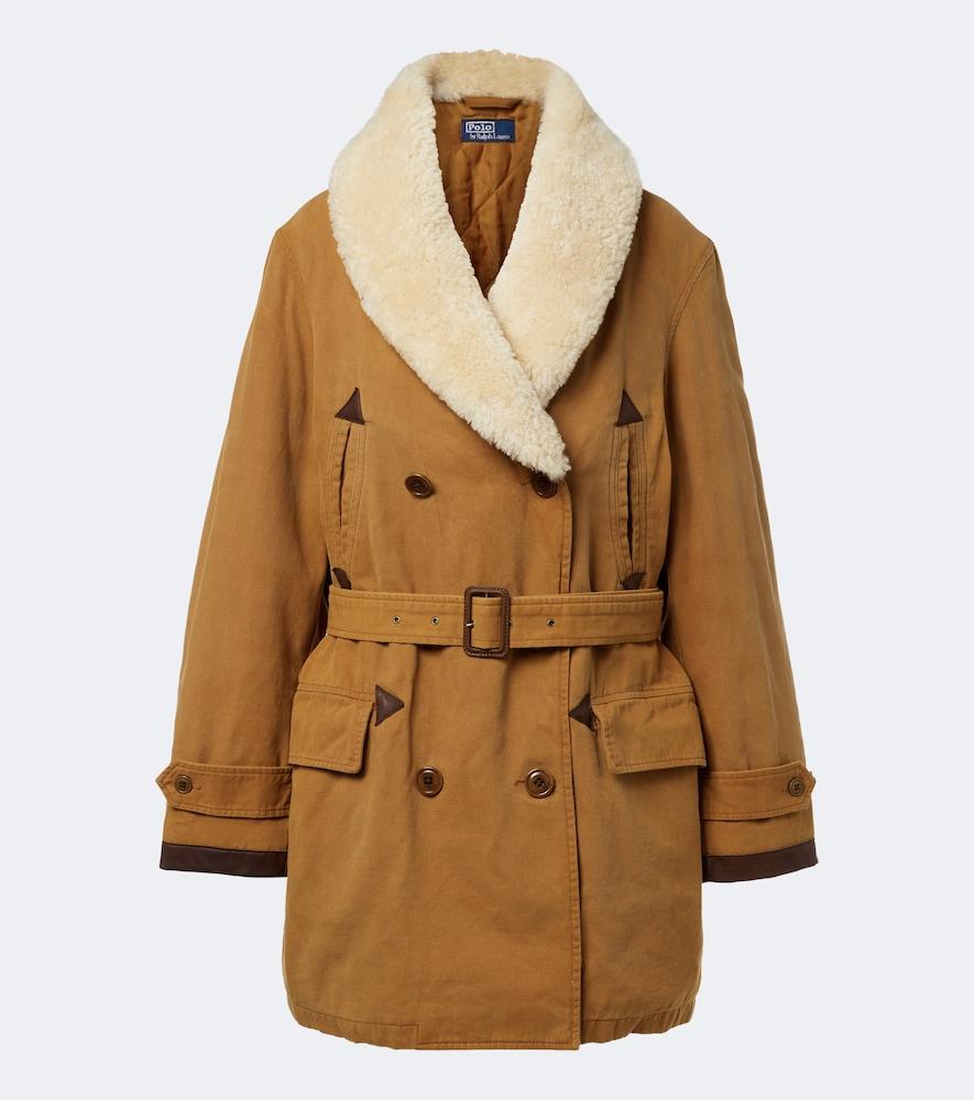 polo ralph lauren shearling-trimmed cotton coat