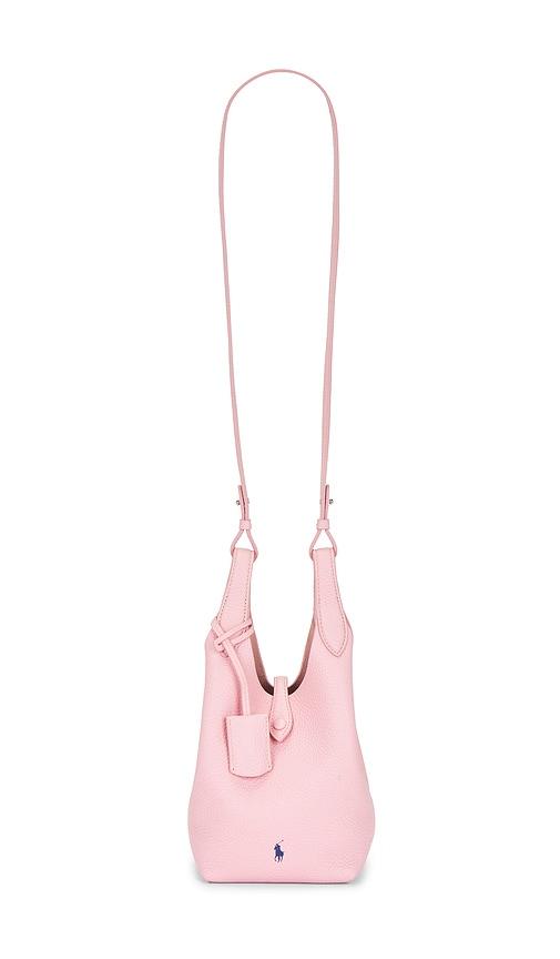 polo ralph lauren shiny drum pebble mini crossbody bag in pink.