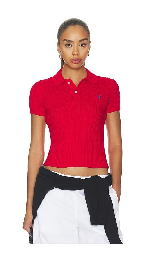 polo ralph lauren short sleeve collared pullover sweater in red. - size l (also in xl)